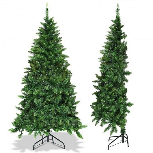 Pre-Lit Artificial Half National Christmas Tree with 8 Flash Modes-6 ft