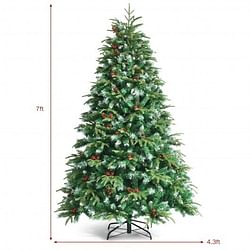 Category: Dropship Seasonal & Special Occasions, SKU #CM23600USCM23603US, Title: Pre-Lit Snowy Christmas Hinged Tree with Multi-Color Lights-7'