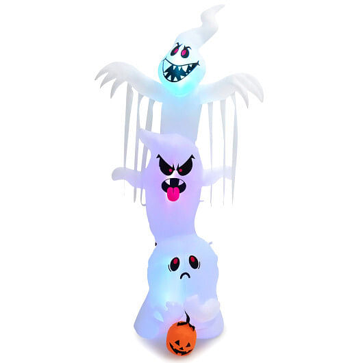 10 Feet Giant Inflatable Halloween Overlap Ghost Decoration with Colorful RGB Lights