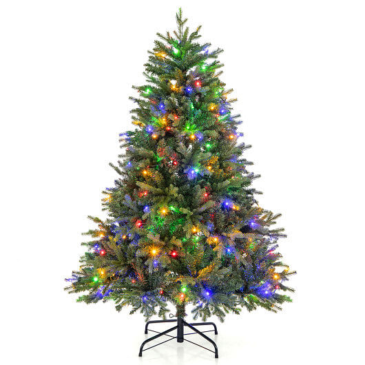 5 Feet Artificial Xmas Tree Hinged with 11 Lighting Modes and Remote Control-5 ft