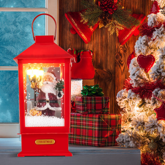 61 Inch Christmas Musical Street Lamp Post with Detachable Snow Globe Lantern-Red - Image 3