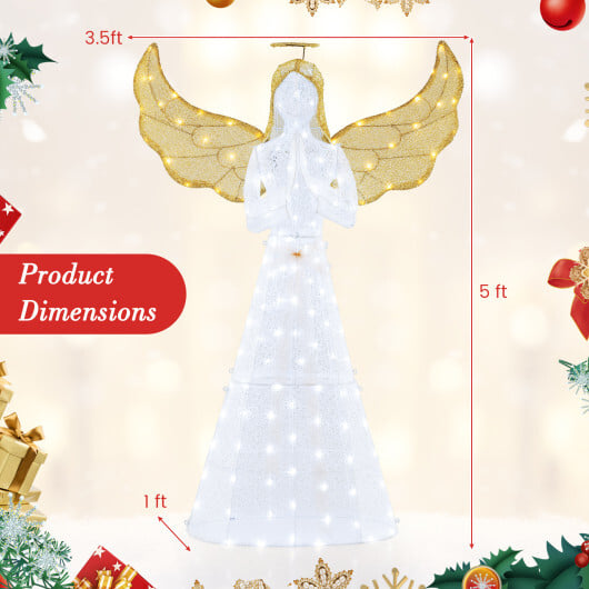 5 ft Festive Pre-Lit Angel with Halo and 150 LED Lights - Image 5
