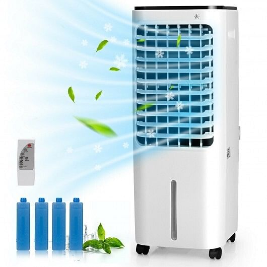 4-in-1 Evaporative Air Cooler with 12L Water Tank and 4 Ice Boxes-White