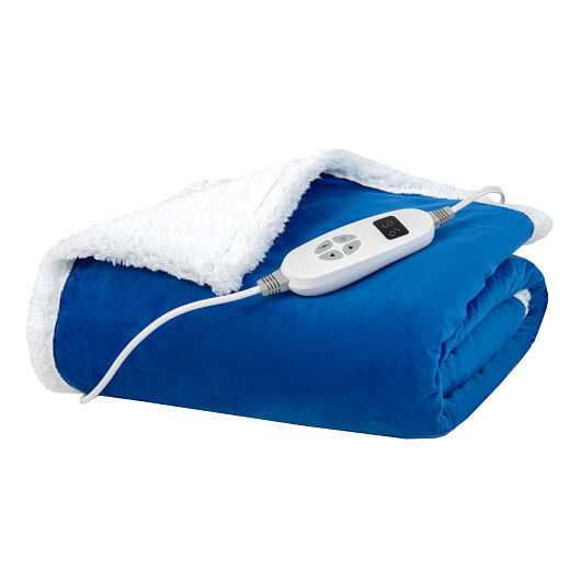 Heated Electric Blanket Throw with 10 Heat Levels-Blue