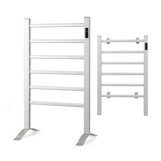 Freestanding and Wall-mounted 6 Bars Towel Warmer with Timer and LED Display