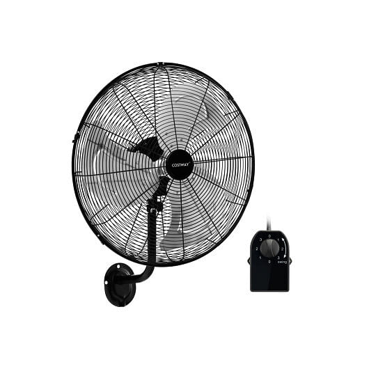 20 Inch Wall Mount Fan with 3 Fan Speeds and Adjustable Tilt Head-Black