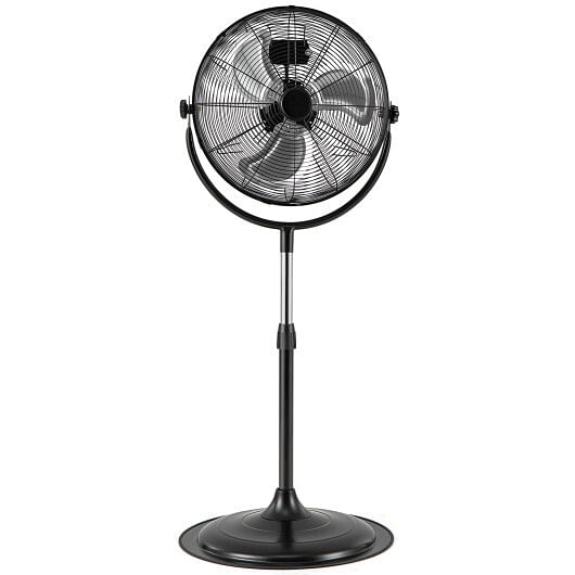 18 Inches High Velocity Pedestal Fan with 3 Speeds and Adjustable Height-Black