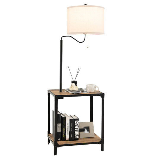 360?° Rotatable Floor Lamp with End Table and USB Charging Ports