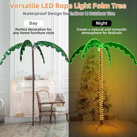 7 Feet LED Pre-lit Palm Tree Decor with Light Rope