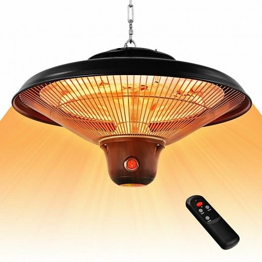 1500W Electric Hanging Ceiling Mounted Infrared Heater with Remote Control-Black