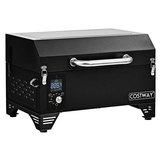 Outdoor Portable Tabletop Pellet Grill and Smoker with Digital Control System for BBQ-Black