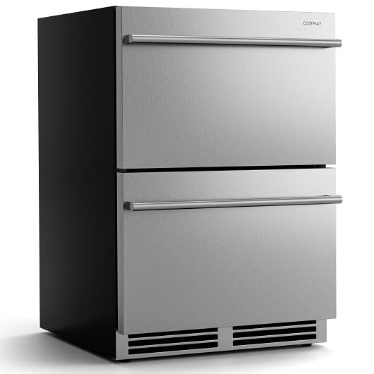 24 Inch Under Counter Dual Drawer Fridge with 37?°F-64?°F Temperature Range-Silver