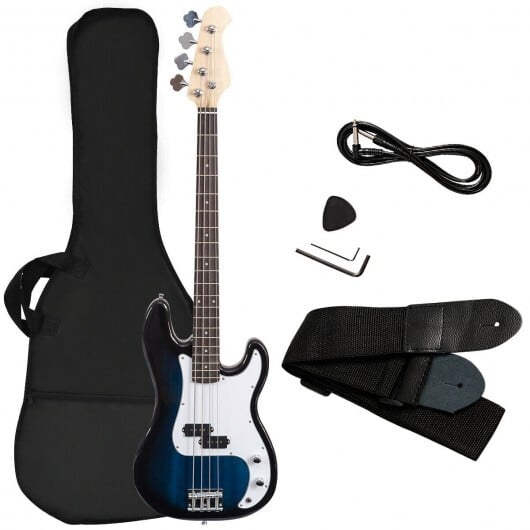 Electric Bass Guitar Full Size 4 String Strap Guitar-Black - Image 2
