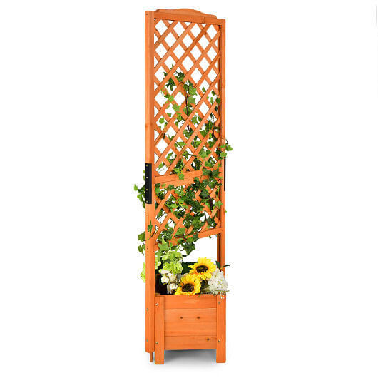 71″ Raised Garden Bed with Trellis and Planter Box-Orange