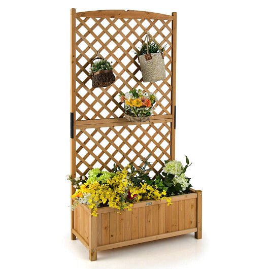 Planter Raised Bed with Trellis for Plant Flower Climbing-Orange