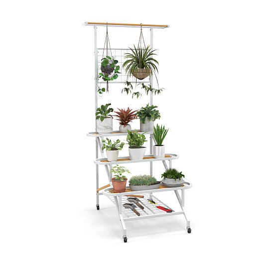 4-Tier Hanging Plant Stand with Hanging Bar