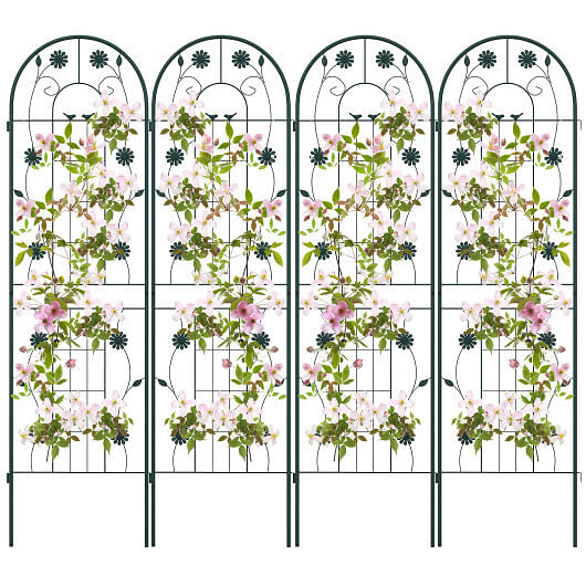 4 Pack 71 x 20 Inches Metal Garden Trellis for Climbing Plants-Green