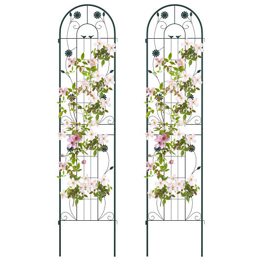 2 Pack 86.5 x 20 Inches Metal Garden Trellis for Climbing Plants-Green