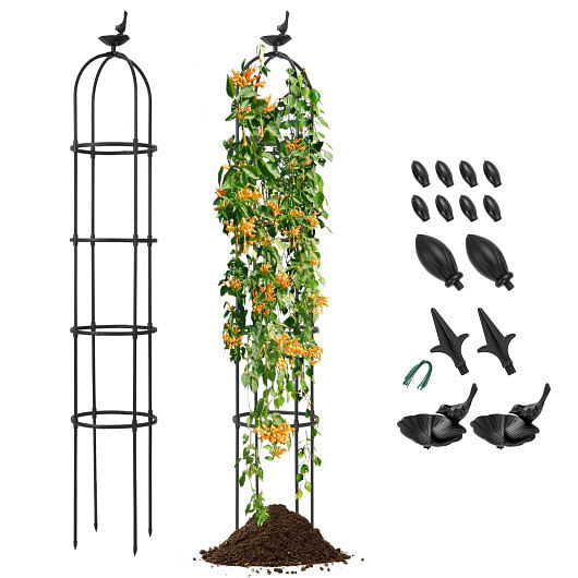 GIANTEX 2-Pack Garden Obelisk Trellis for Climbing Plants-Black