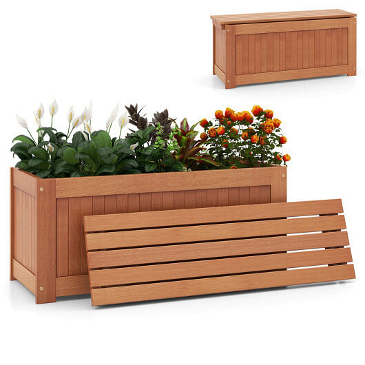 Outdoor Plant Container with Seat for Garden Yard Balcony Deck