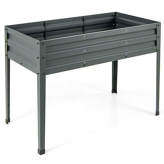 Galvanized Raised Garden Bed Elevated Planter Box with Legs and Drainage Hole-Silver