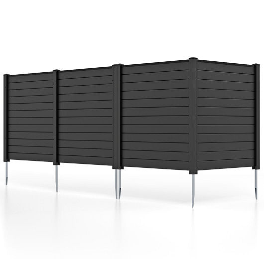 Freestanding 48 x 48 Inch Air Conditioner Fence with Metal Ground Stakes-White