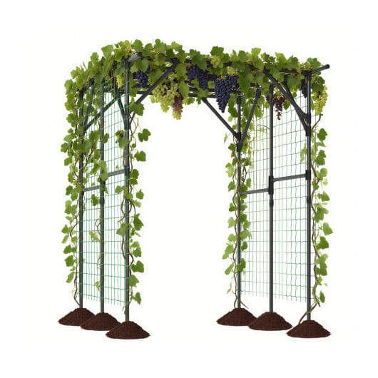 Large Garden Arch Trellis for Climbing Plants Outdoor Grape Vine Support-Black