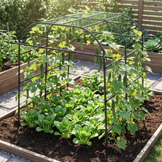 7.5 FT Tall Metal Garden Arch Trellis for Climbing Plants Outdoor-Black - Image 2