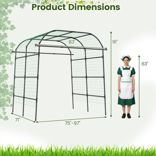 7.5 FT Tall Metal Garden Arch Trellis for Climbing Plants Outdoor-Black - Image 5