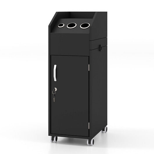 Salon Trolley Cart 360?° Rolling Tool Cart Mobile Storage Station with 4 Lockable Wheels-Black