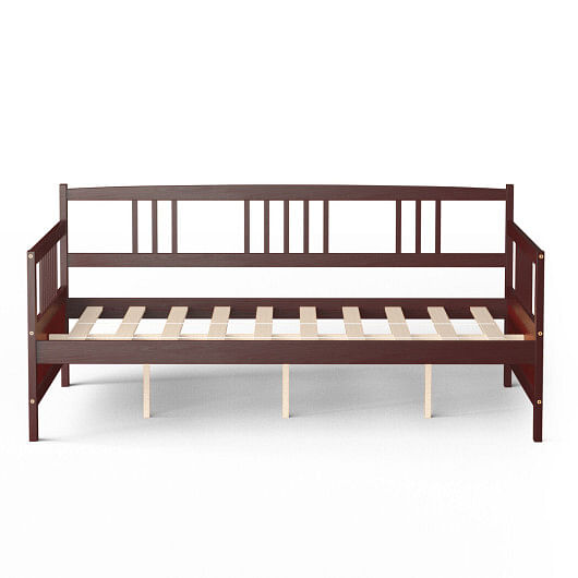 Wooden Full Size Daybed Frame with Guardrails-White
