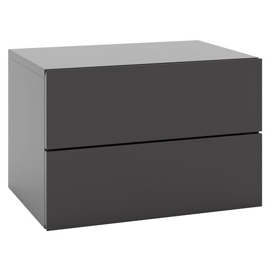 Floating Nightstand with Drawers and Storage Shelf-Gray