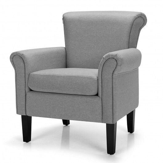 Upholstered Fabric Accent Chair with Adjustable Foot Pads-Dark Gray