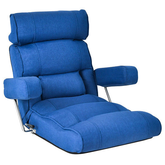 Adjustable Folding Sofa Chair with 6 Position Stepless Back-Blue