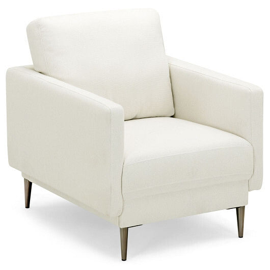 Modern Upholstered Accent Chair with Removable Backrest Cushion-White