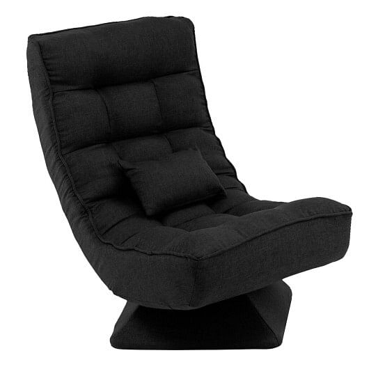 5-Level Adjustable 360?° Swivel Floor Chair with Massage Pillow-Brown