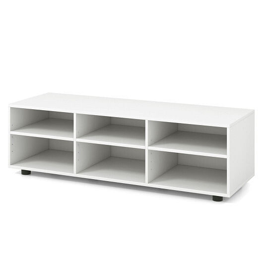 TV Stand for TV up to 55 Inch with 6 Storage Compartments-White