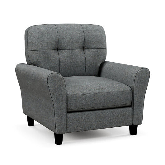 Modern Upholstered Accent Chair with Rubber Wood Legs-Gray