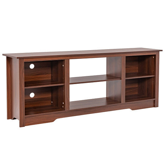 70-Inch TV Stand for up to 75″ Flat Screen TVs with Adjustable Shelves-Walnut