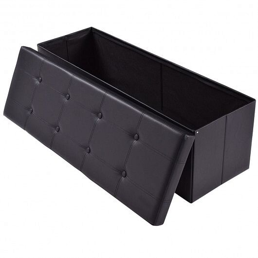 45 Inches Large Folding Ottoman Storage Seat-Black