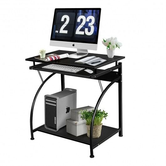 27.5 Inch Laptop Table Computer Desk for Small Spaces with Pull-out Keyboard Tray