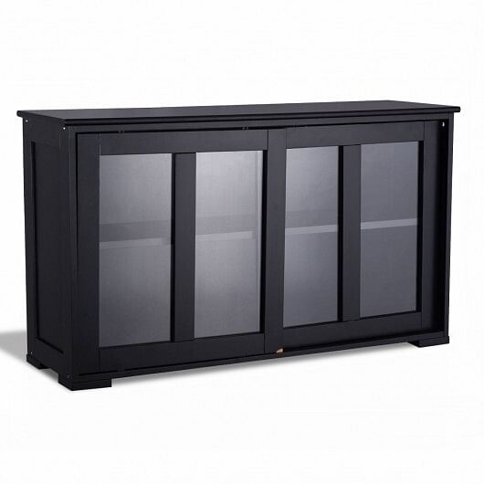 Kitchen Storage Cabinet With Glass, White Sliding Doors Kitchen Cabinets