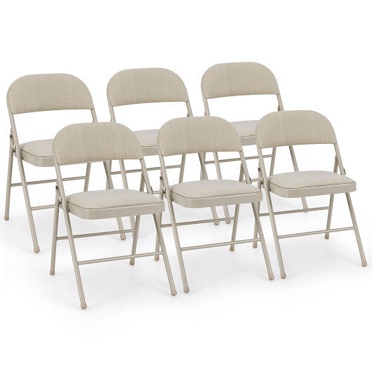 Foldable Chair Set of 6 with Padded Seat Seat and Fabric Covered Backrest-Set of 6