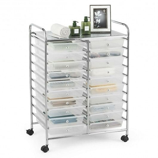 20 Drawers Storage Rolling Cart Studio Organizer-Multicolor