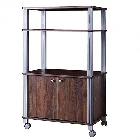 Microwave Rack Stand Rolling Storage Cart-Walnut