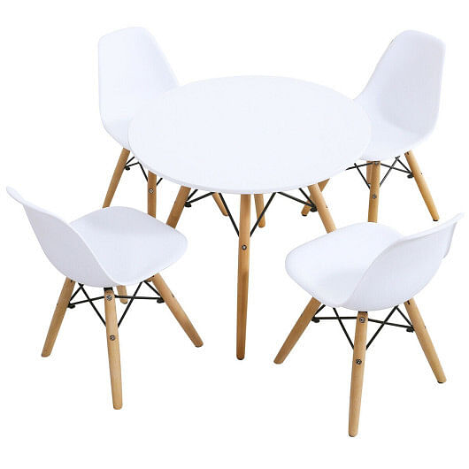 5 Pieces Kid’s Colorful Set with 4 Armless Chairs-Multicolor