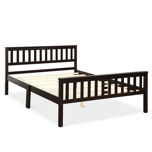 Wood Bed Frame Support Platform with Headboard and Footboard