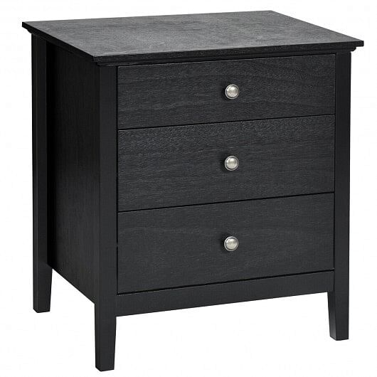 Nightstand Beside End Side Table Organizer with 3 Drawers-White