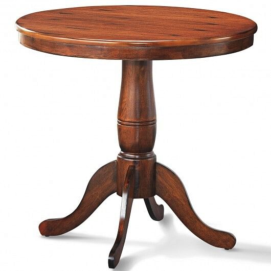 32 Inch Wooden Round Pub Pedestal Side Table