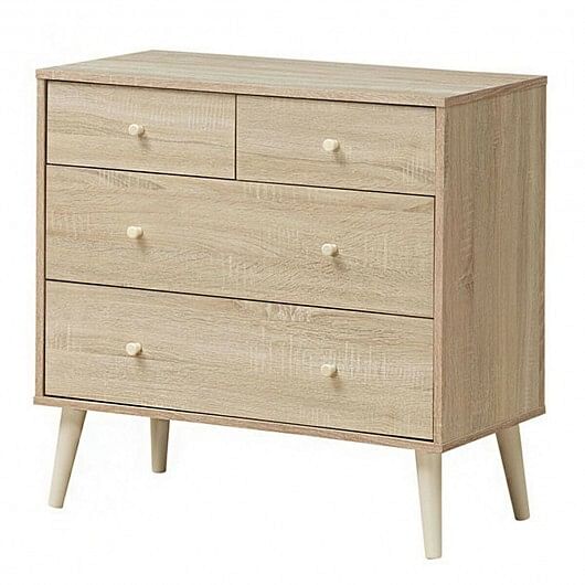 4-Drawer Dresser Cabinet Storage Organizer Rubber Leg with Rail-Natural